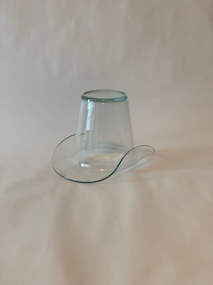 ハット　フラワーベース　ビンテージ　ガラス