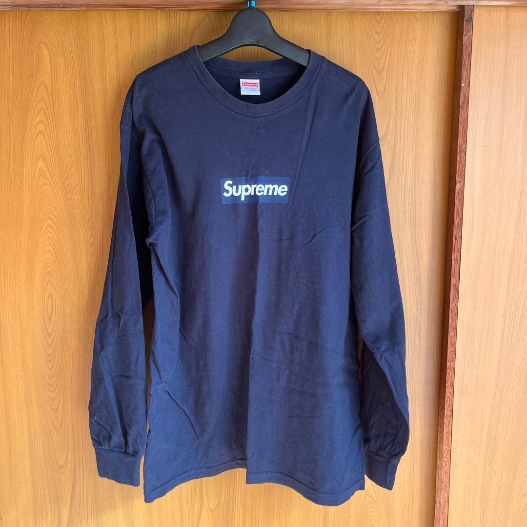Supreme シュプリーム BOXLOGO ロンT L ネイビー ボックスロゴ