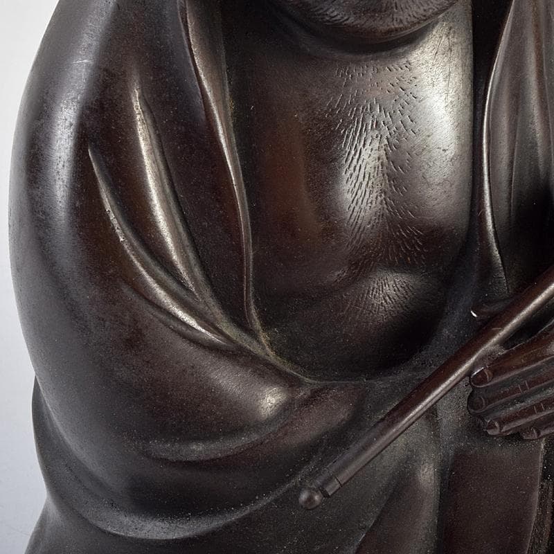 東京銅器　金工師　正之造　古銅鋳銅　達磨像　置物　約3.75㎏　Y　R9467