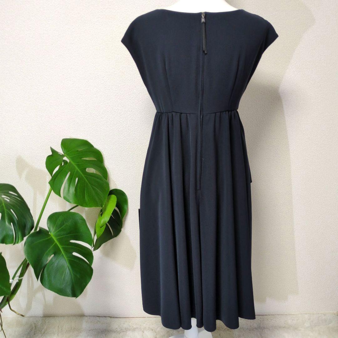 フォクシー FOXEY 黒 リボン付きドレープワンピース タグ付き