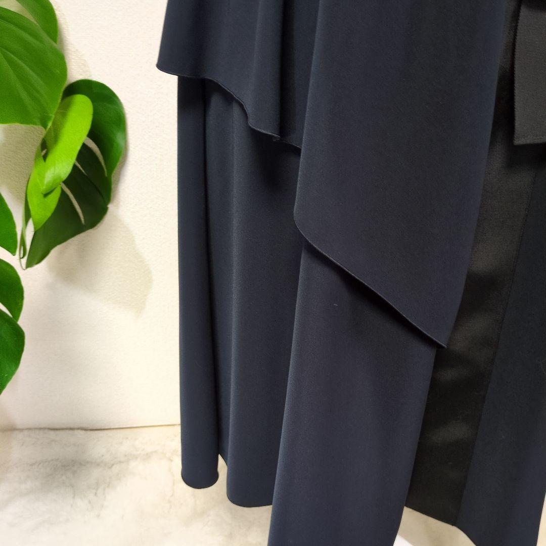 フォクシー FOXEY 黒 リボン付きドレープワンピース タグ付き