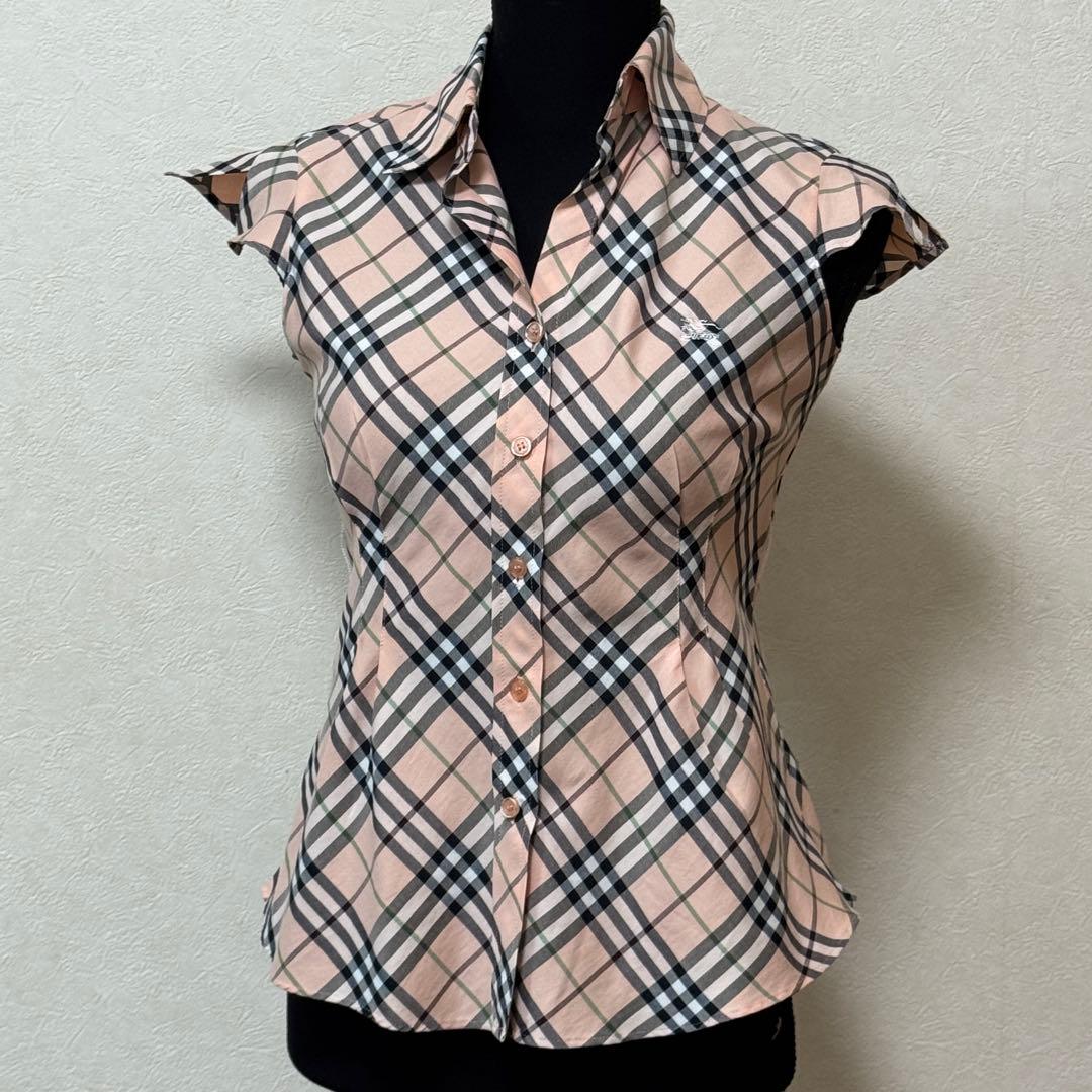 【美品】バーバリーブルーレーベル ブラウス ノバチェック 36 ベージュ