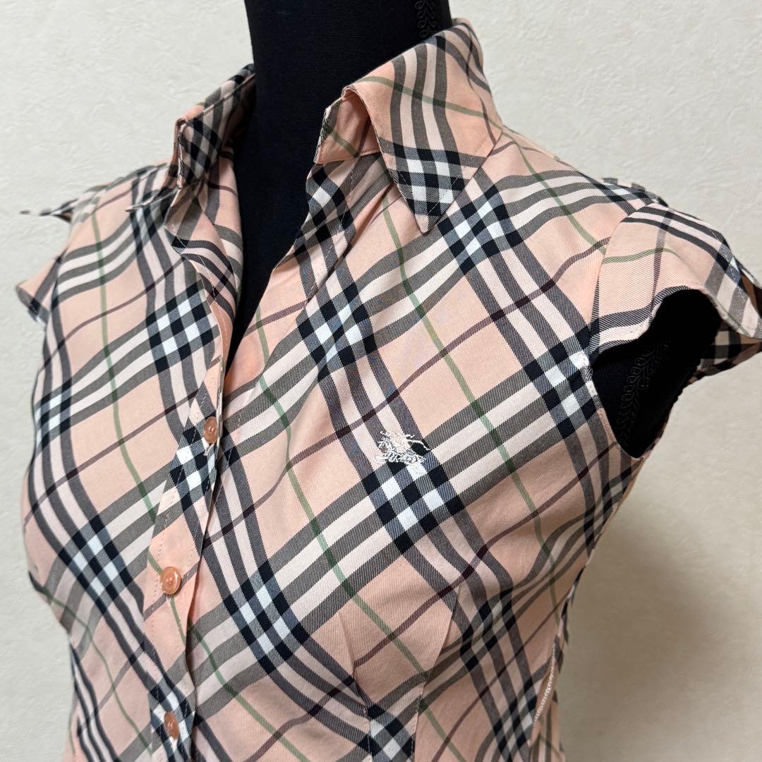 【美品】バーバリーブルーレーベル ブラウス ノバチェック 36 ベージュ