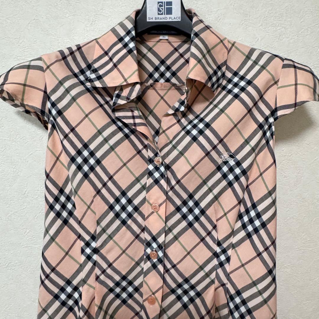 【美品】バーバリーブルーレーベル ブラウス ノバチェック 36 ベージュ