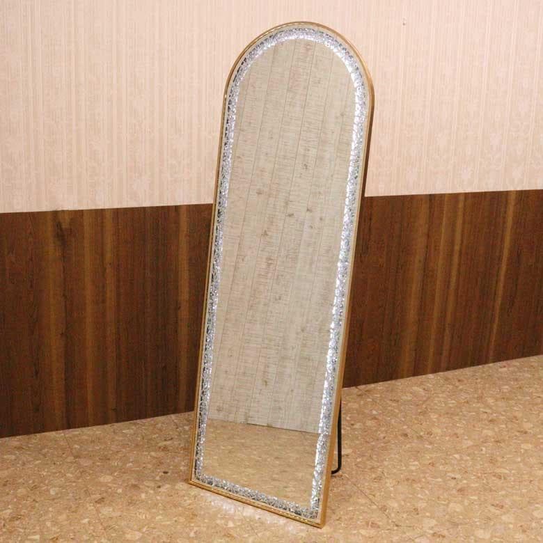 スタンドミラー ゴールド LEDミラー ミラー家具 立てかけ 鏡 女優ミラー