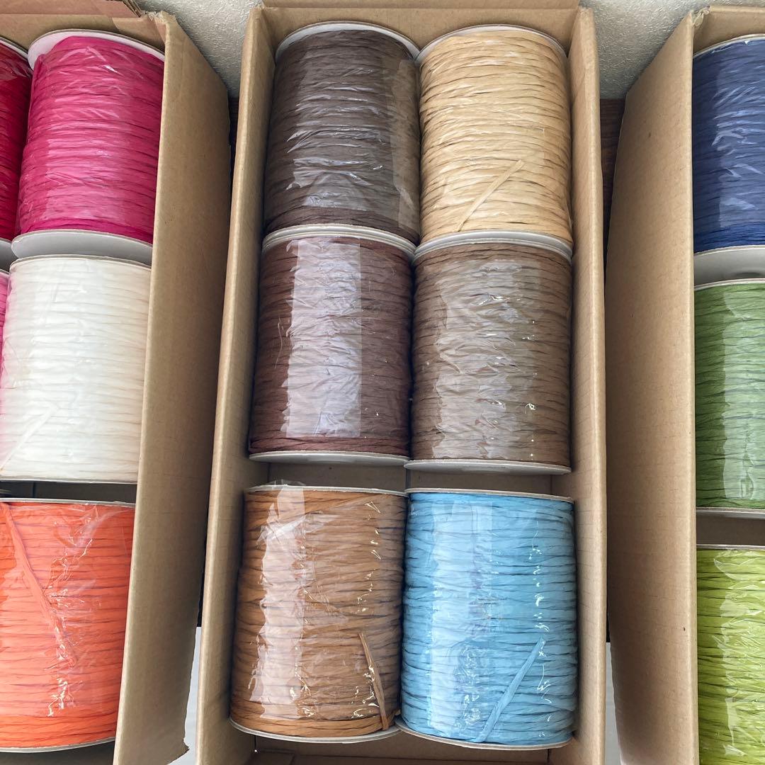 ペーパーラフィア 紙製リボン ラッピング まとめて18個セット　大量　18色