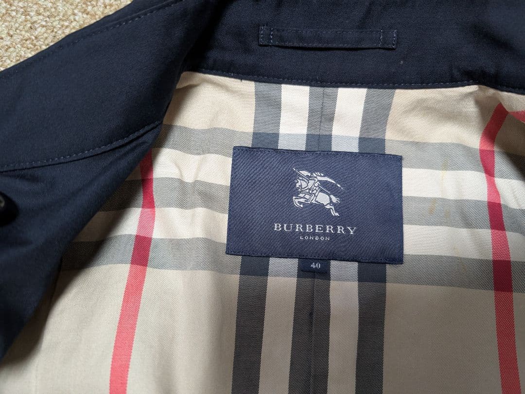 Burberry ネイビー ショート トレンチコート 40