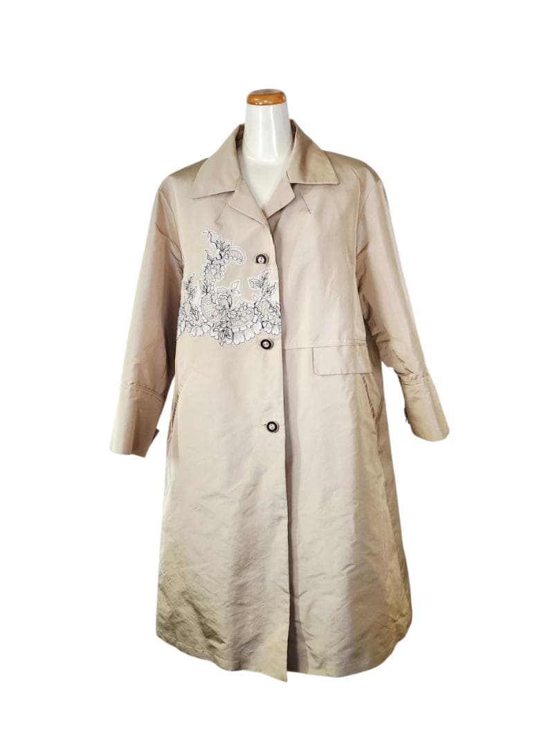 インポートロッサ　中綿コート　ベージュ　レース張り付け　コート　42