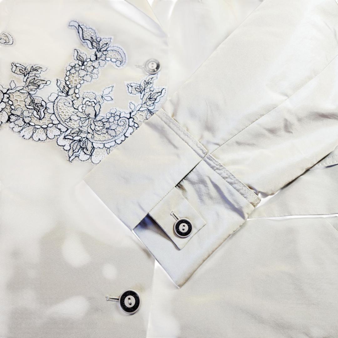 インポートロッサ　中綿コート　ベージュ　レース張り付け　コート　42