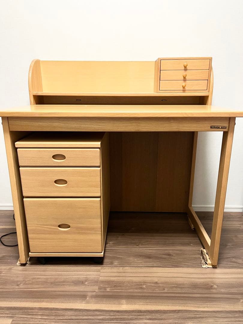 コスガ　学習机(机・上棚・引き出し三点セットの机)
