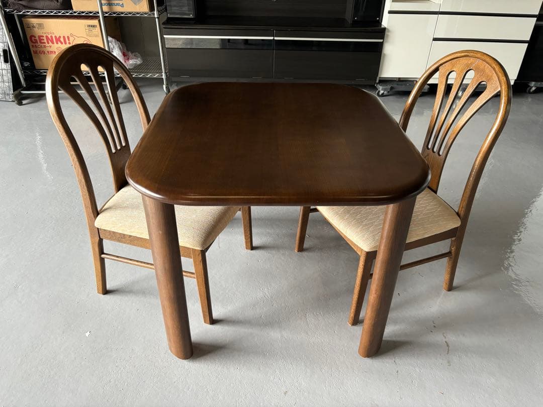 最高級 キツツキダイニングテーブル&コスガ椅子2脚セット 幅90cm Used