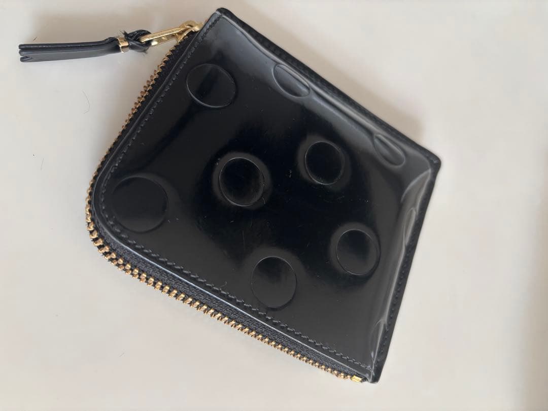 大人気✨コムデギャルソン 財布 L字ファスナー 本革 ポルカドット ブラック