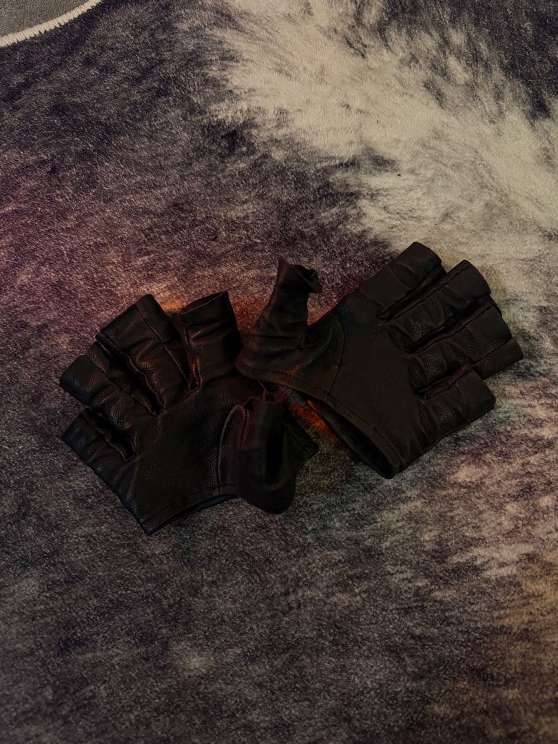 julius フィンガーレス ブラックレザー手袋