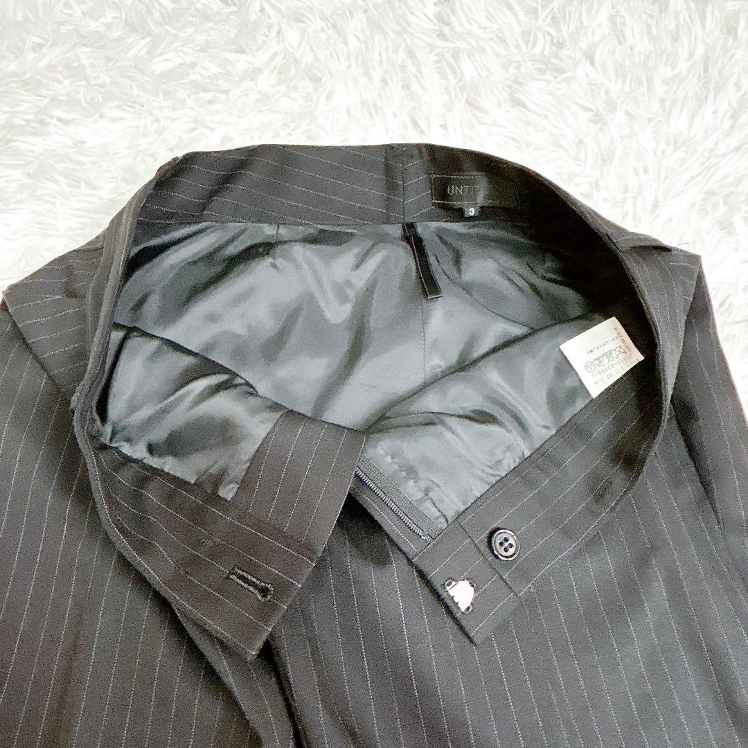 未使用級✨ UNTITLED パンツスーツ セットアップ ストライプ 黒 M～L