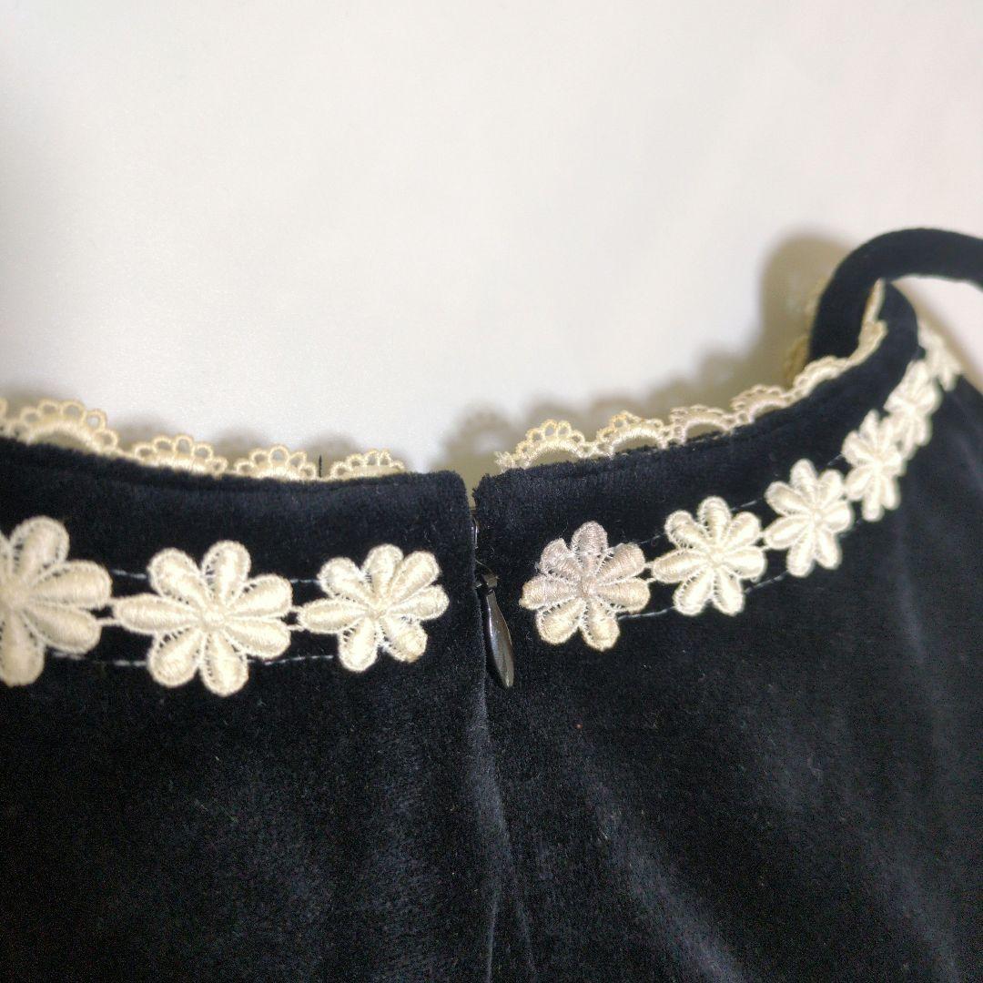 希少✨️Emily Temple ベロアワンピース❁レース刺繍 大人可愛い 黒