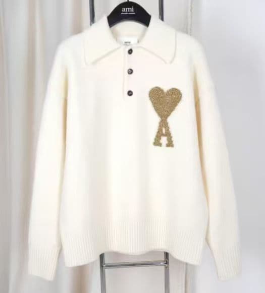 AMI PARIS ニットセーター ホワイト ポロニット 美品 M