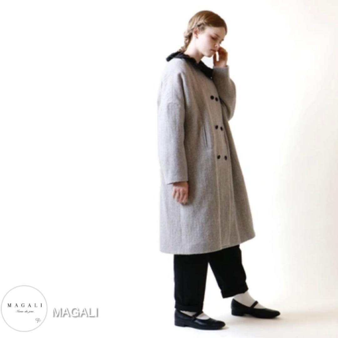最終値下げMAGALI マガリ ウール リネン ヘリンボーン ダブルボタンコート