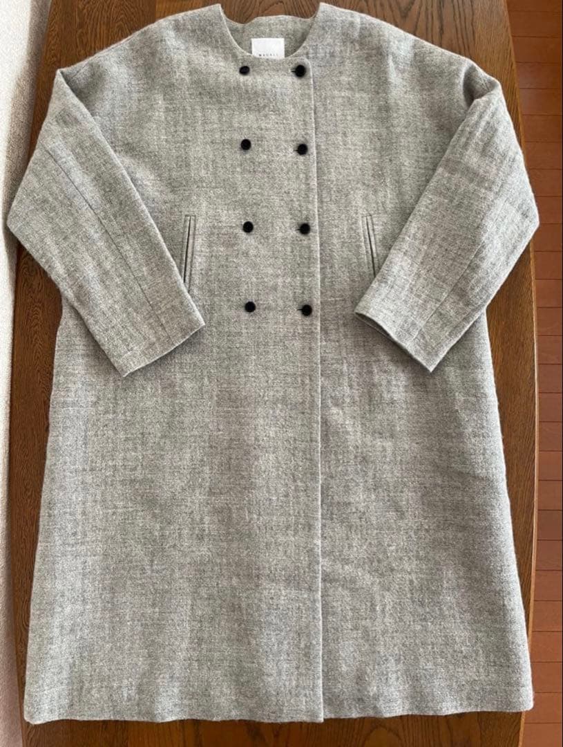 最終値下げMAGALI マガリ ウール リネン ヘリンボーン ダブルボタンコート