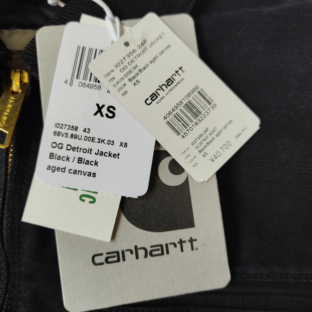 未使用 カーハート OGデトロイトジャケット ブラック エイジドキャンバス XS