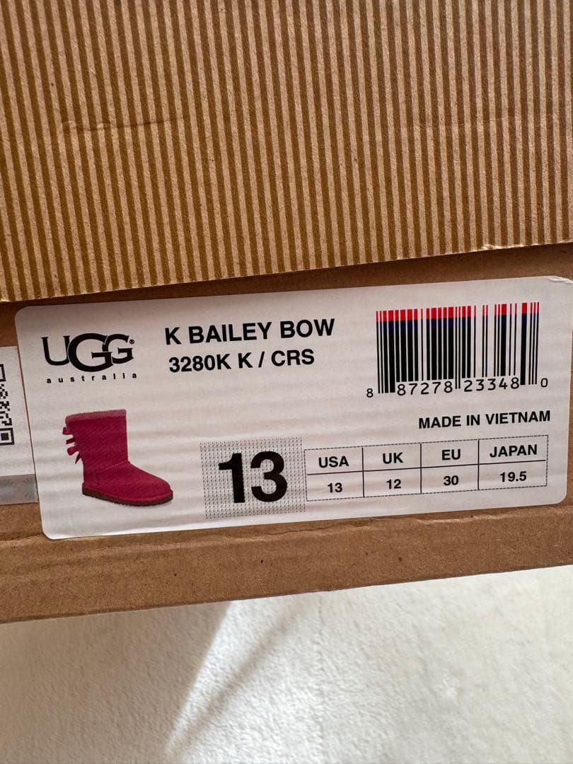 19.5 UGG ムートンブーツ キッズ 子供ブーツ ベイリーボウ リボン
