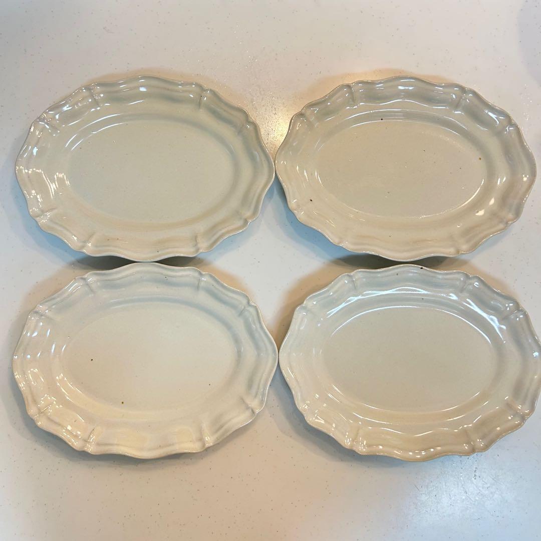 土本製陶　レリーフオーバルS プレート4枚