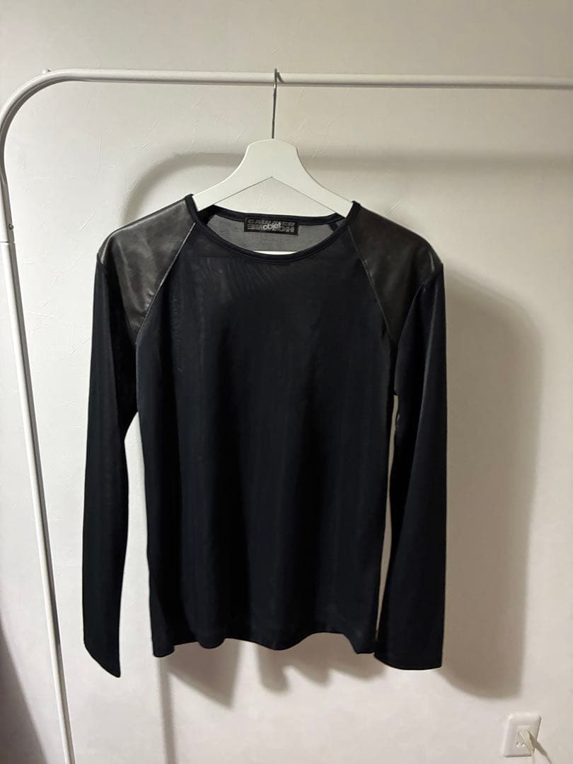 GAULTIER HOMME objet フェイクレザー切替 ポリエステルロンT