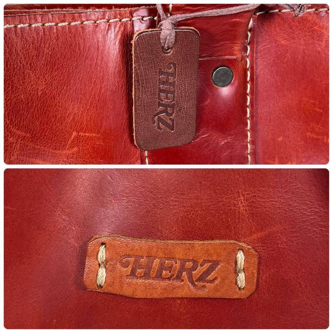 【良品】HERZ/ヘルツ　トート バッグ　オールレザー　自力式　A4収納　赤茶