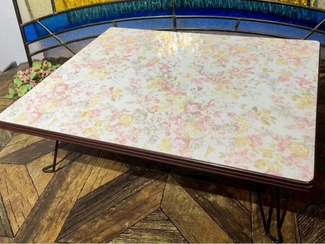 折りたたみテーブル 昭和レトロ 当時物 花柄 センターテーブル インテリア