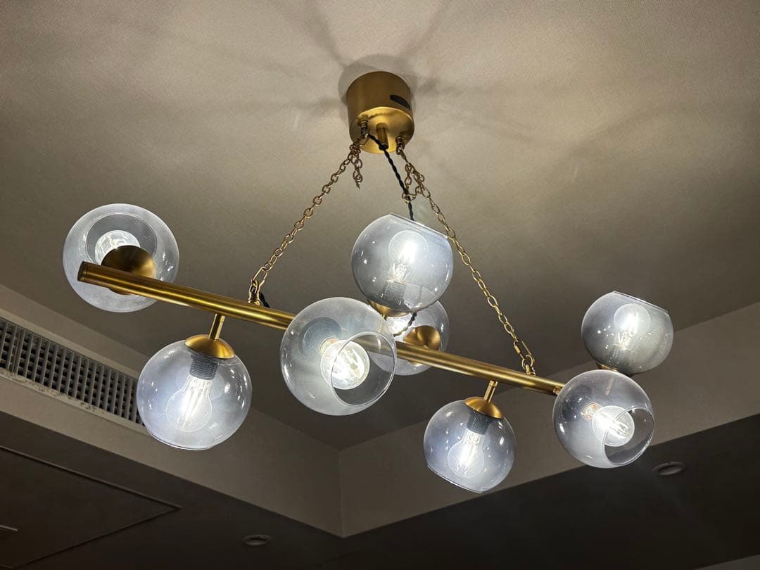 ゴールドクリアガラス8灯シーリングライト