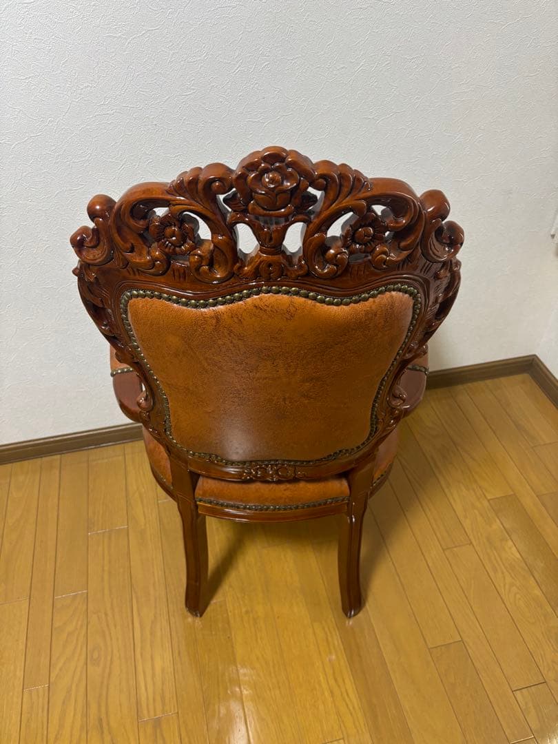 革張アンティークチェア 肘掛け付 古録展 送料無料⓵