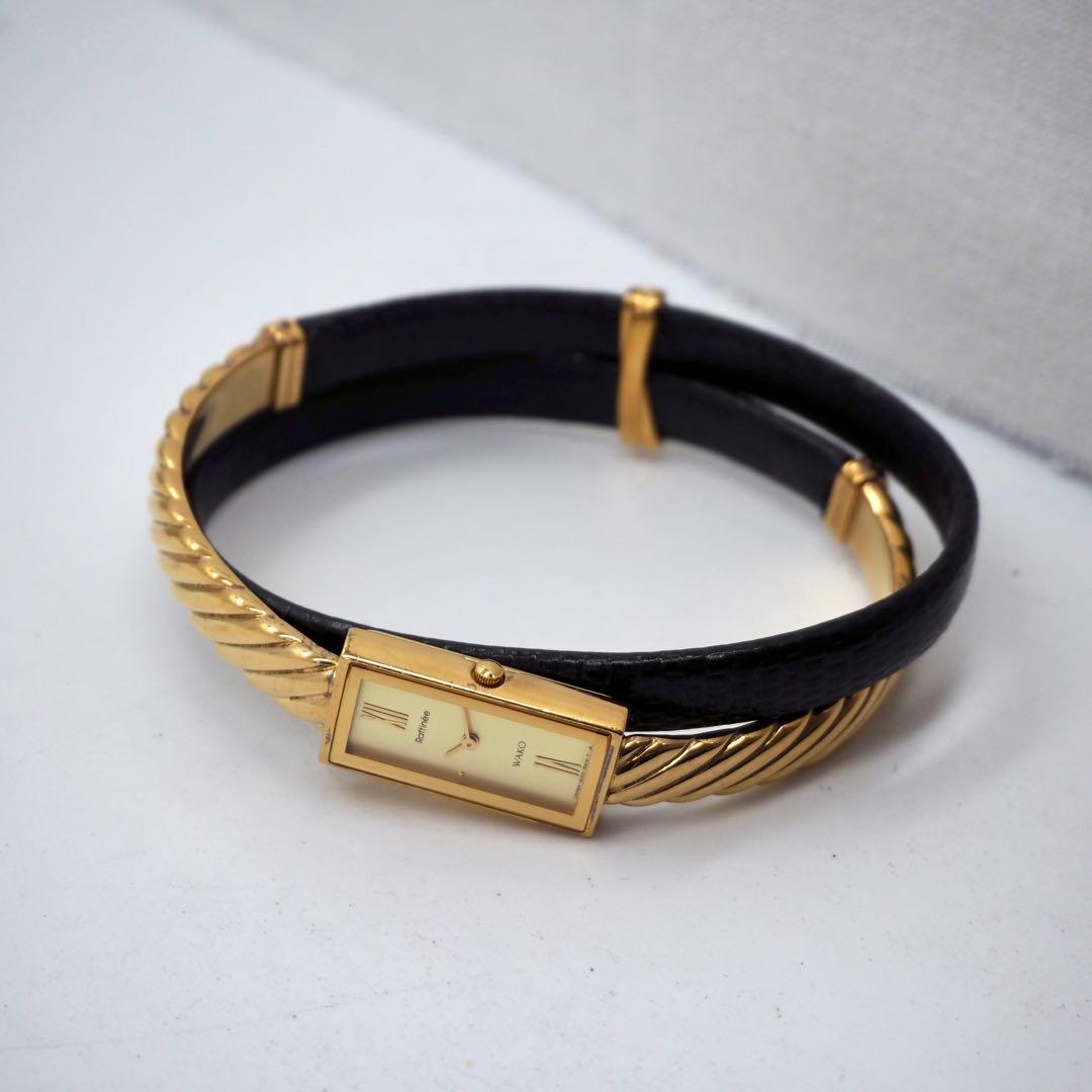 72 稼働【美品】WAKO レディース 時計 ゴールド バングル　銀座和光