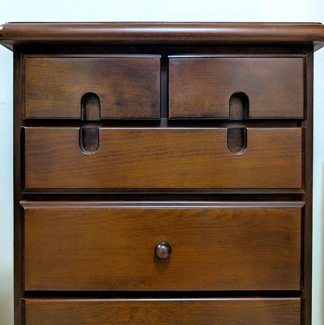 ウッド チェスト 木製 引き出し 5段 無垢材 国産 ビンテージ ブラウン