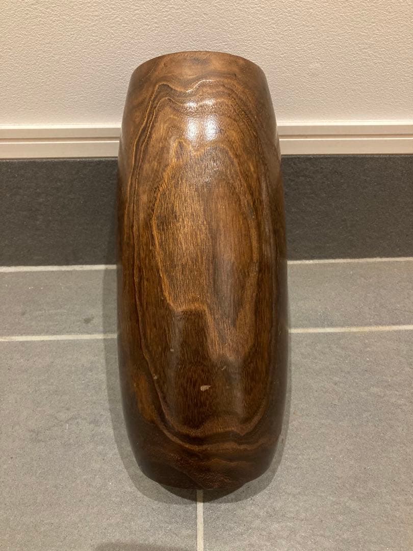 花瓶　木　レトロ　インテリア　小物　置物　花　フラワー　彫り