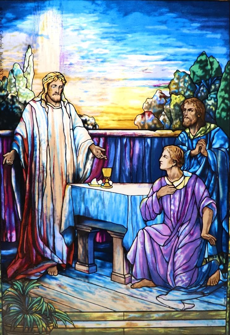 ルイス・C・ティファニー ヴィンテージ ステンドグラス エマオへ向かうキリスト