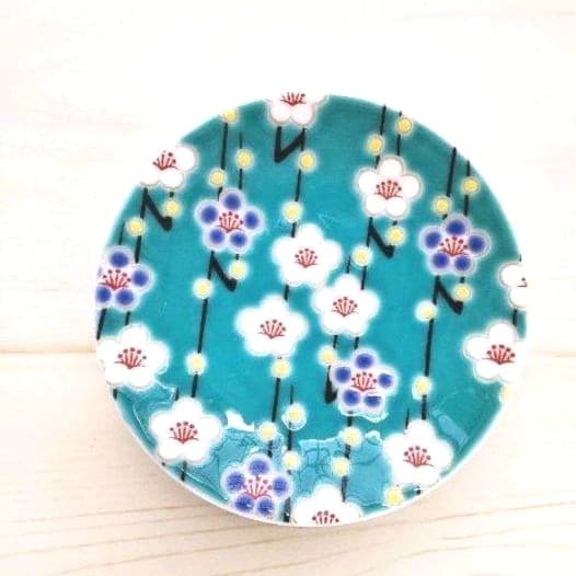 新品　九谷焼　縁起豆皿　梅