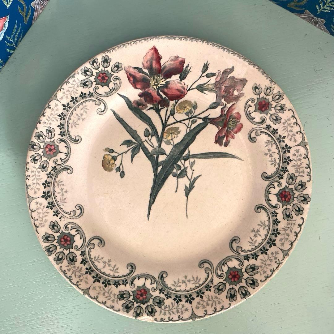 フランス アンティーク ショワジールロワ 切り花　平皿プレート【要確認】C