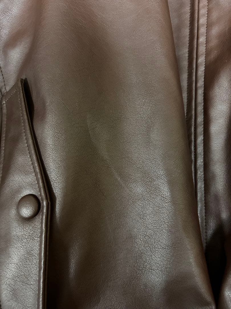 ジャケット・アウター CLANE FAKE LEATHER BALLOON JACKET BROWN
