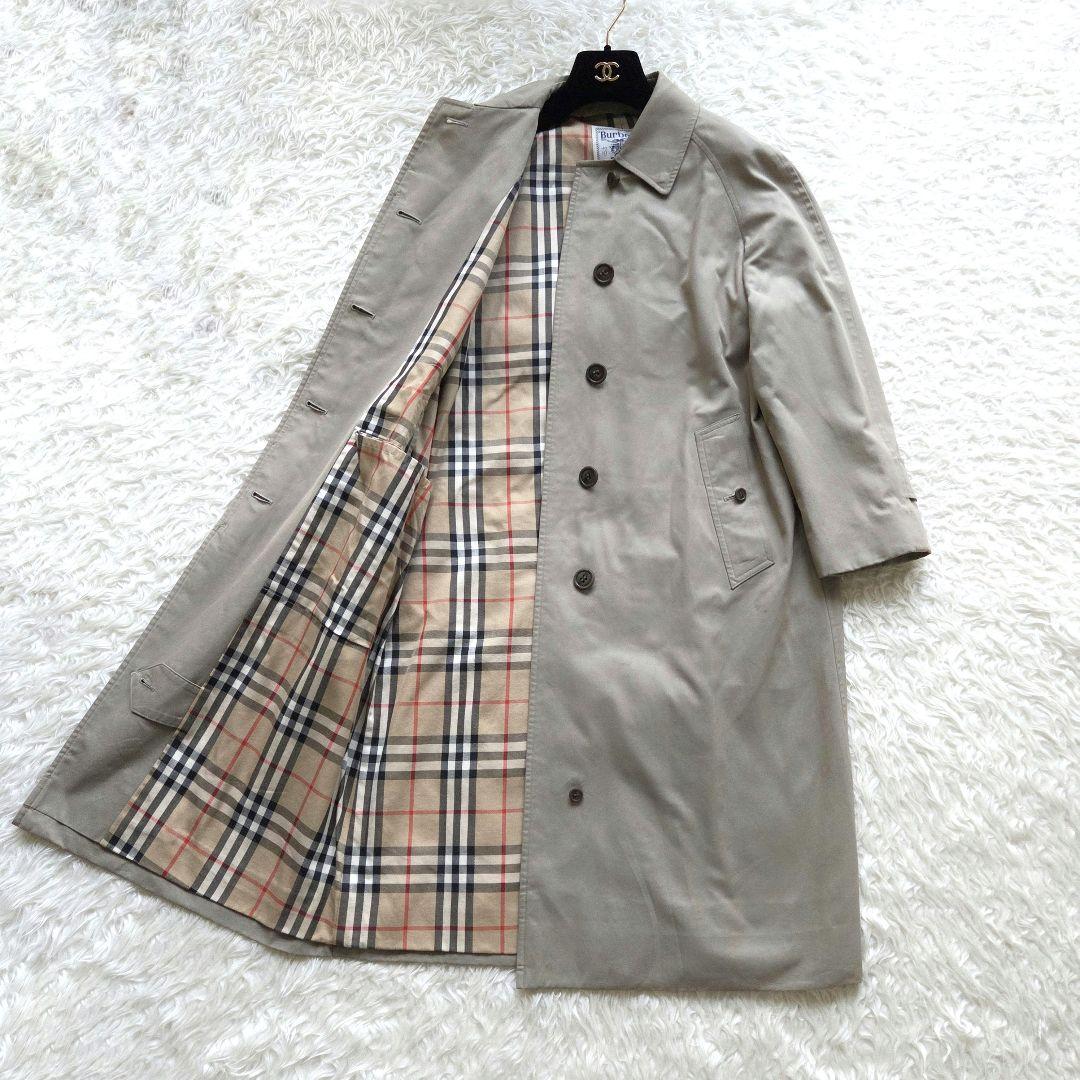 バーバリー✨ヴィンテージ　ステンカラーコート　ノバチェック　定番　玉虫色　 L
