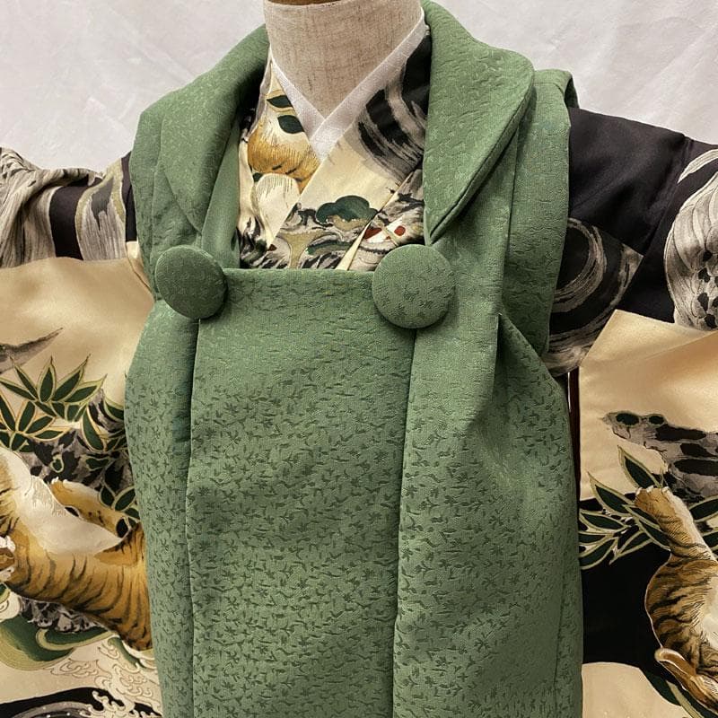 506ab82◎七五三 三歳 男の子 セミアンティーク着物&被布 虎龍 黒◎