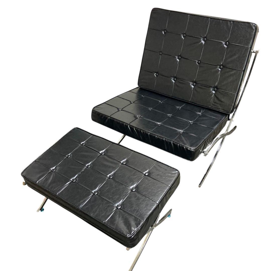 012603 バルセロナチェア 2点セット 1人掛けソファ ブラック組み立て式