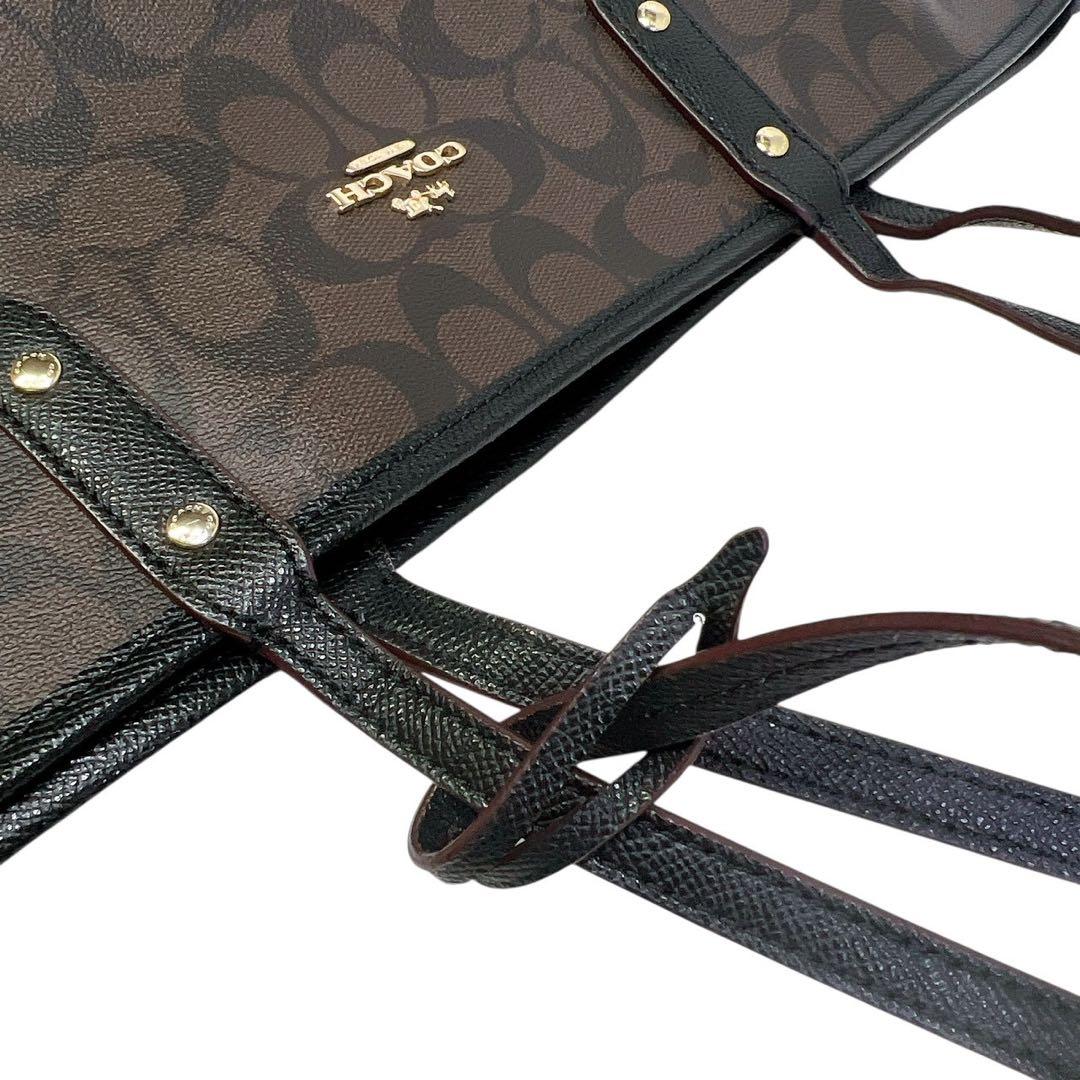 美品 COACH コーチ ブラウン トートバッグ ポーチ付き シグネチャー