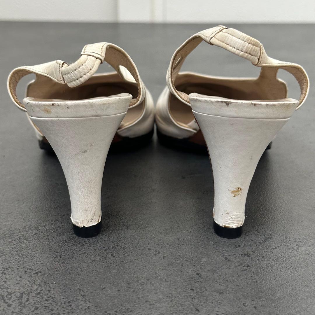 CHANEL ココマーク　バイカラー　スリングバック　パンプス　白　黒