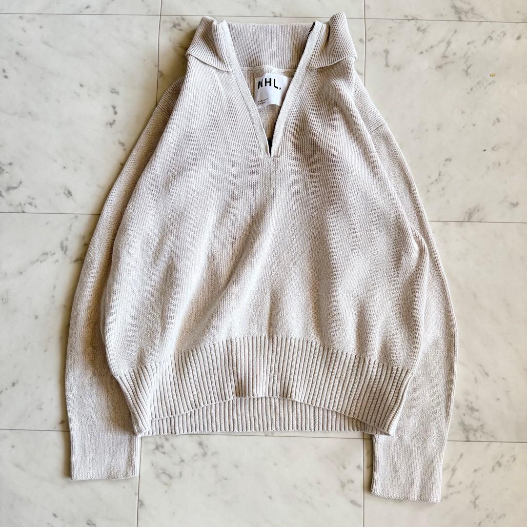 マーガレットハウエル　洗える　コットンニット　ハーフジップ　プルオーバー