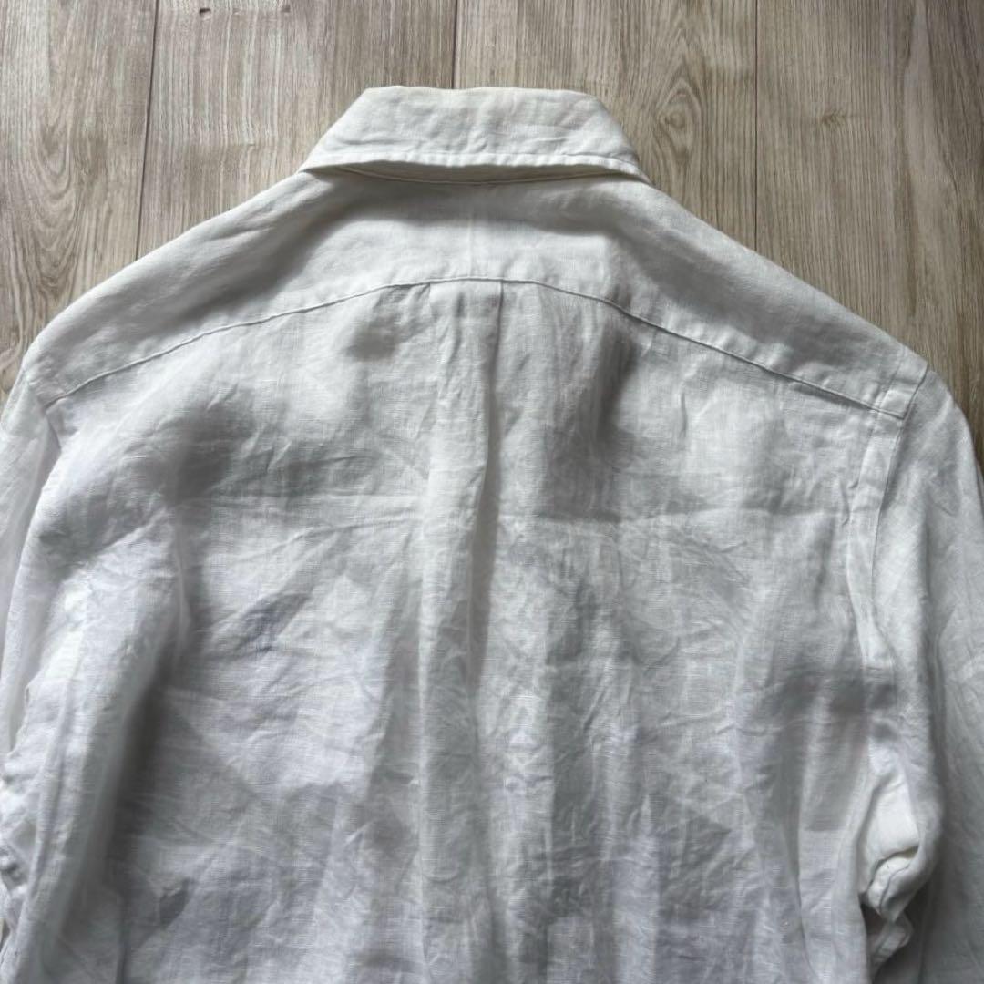 ポロラルフローレン リネン100% 長袖シャツ S ホワイト ポニー刺繍 近年