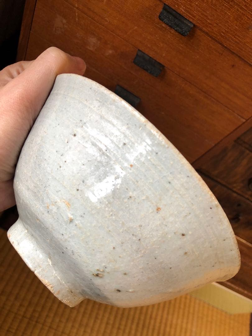 李朝　白磁　鉢　文化財管理局紙印　菓子鉢