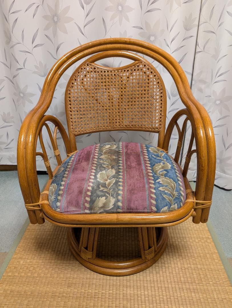 ラタン　藤　回転　椅子