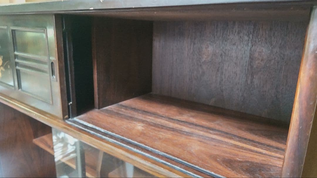 花模様 昭和レトロ木製茶箪笥