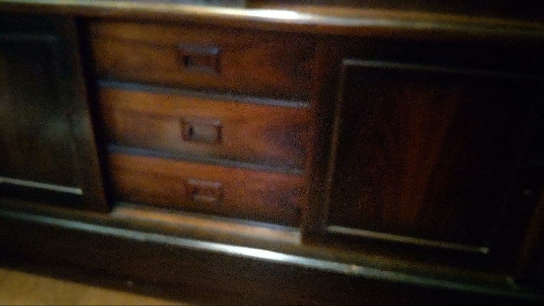 花模様 昭和レトロ木製茶箪笥