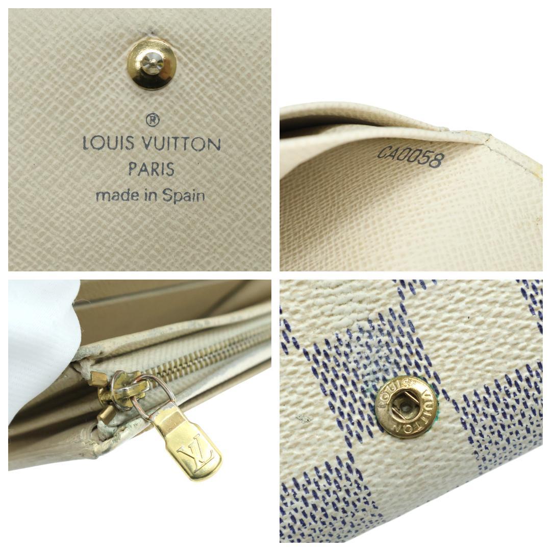 美品 ルイヴィトン 二つ折り財布 ダミエ アズール トレゾール N61744