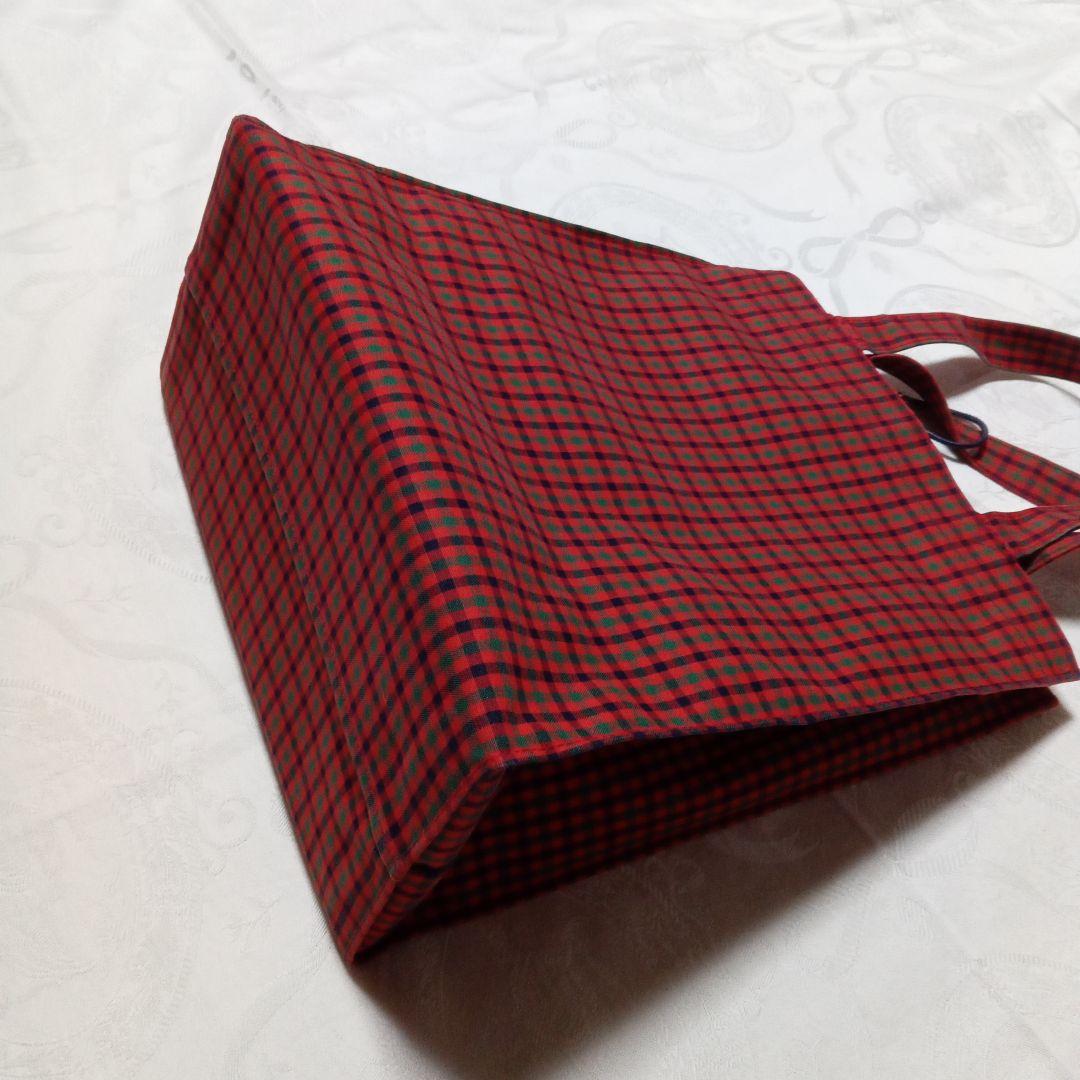 ファミリア　赤チェック　トートバッグ　大